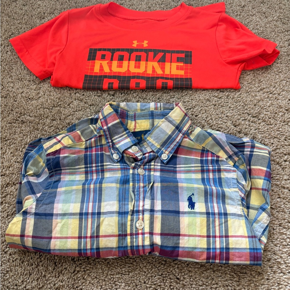 Under Armour orange Graphic Tee for Kids and Ralph Lauren shirt